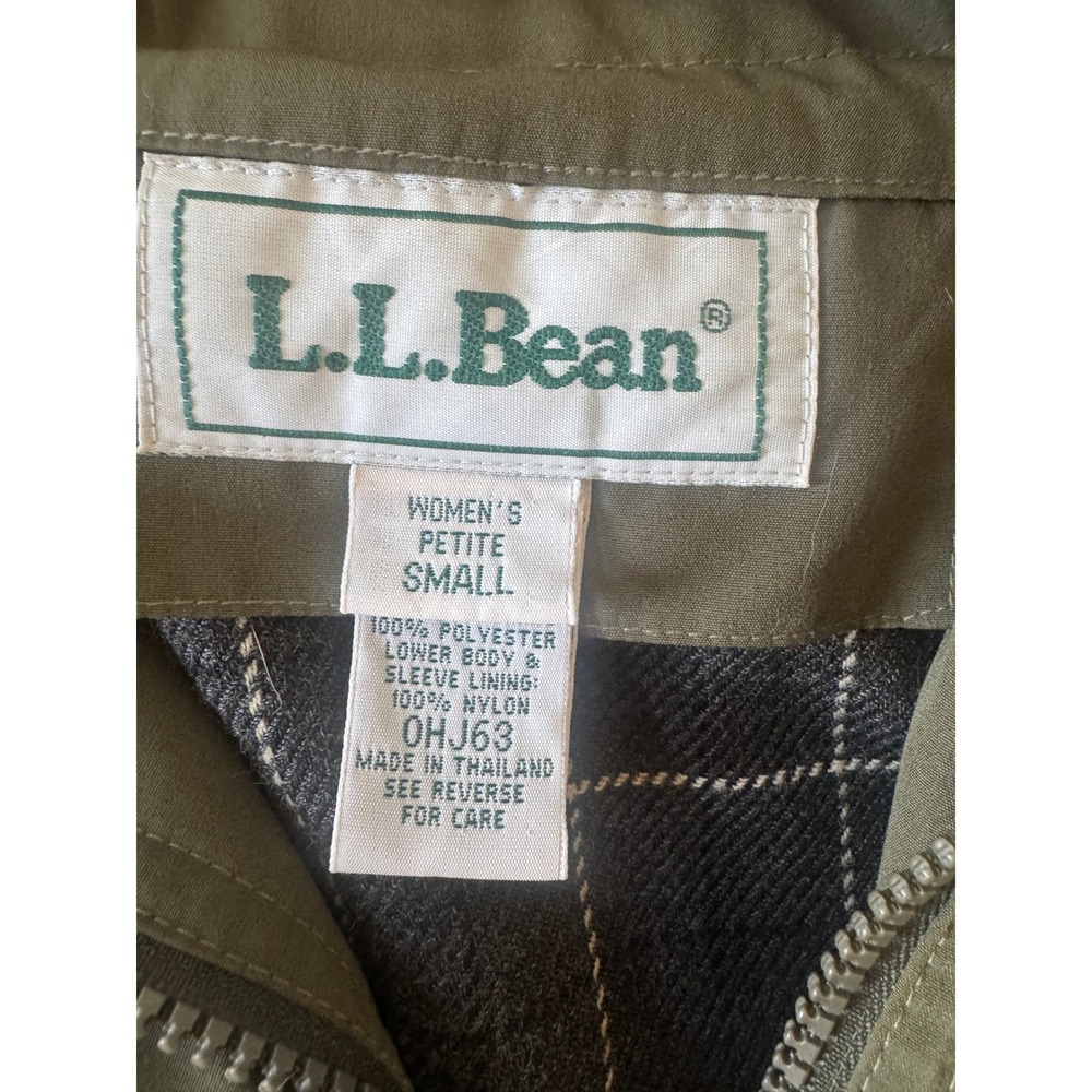 LL Bean Womens Petite Small Long Hooded Rain Trench Coat Olive Green OHJ63 - Picture 7 of 16